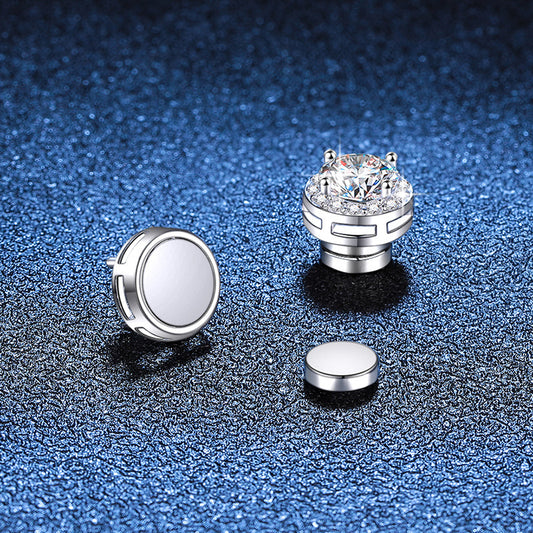 Moissanite Halo Earrings Magnetic