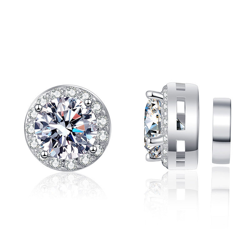 Moissanite Halo Earrings Magnetic