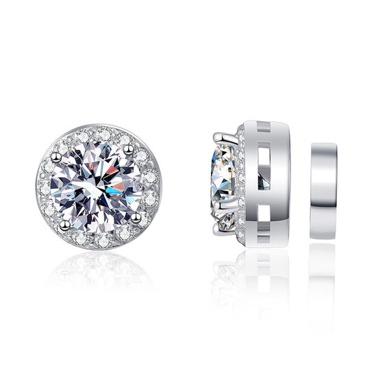 Moissanite Halo Earrings Magnetic