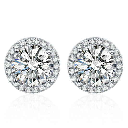 Moissanite Halo Earrings