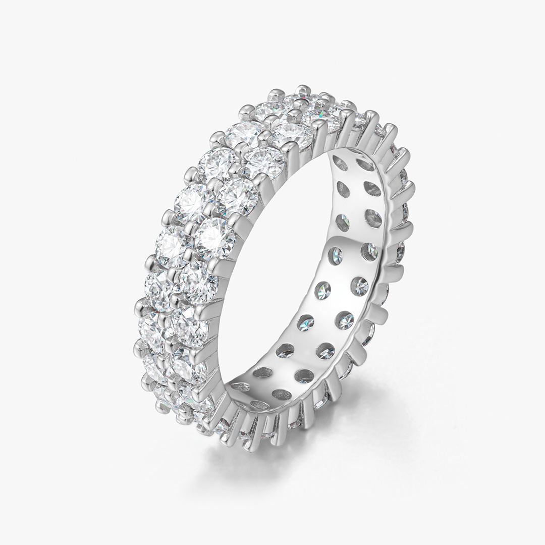 Moissanite Two Layer Stud Ring