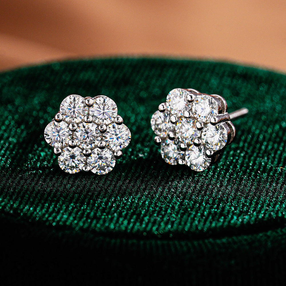 Moissanite Flower Earrings