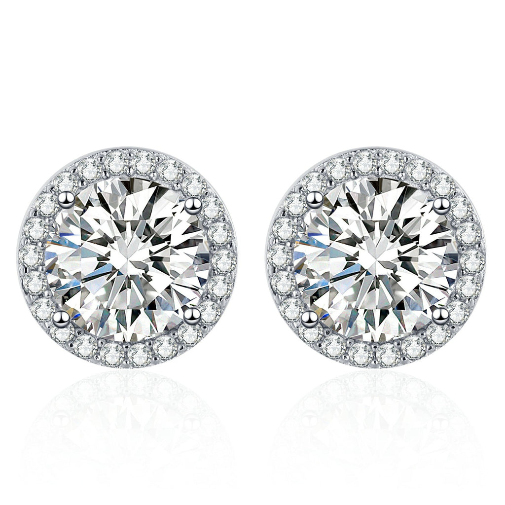 Moissanite Halo Earrings
