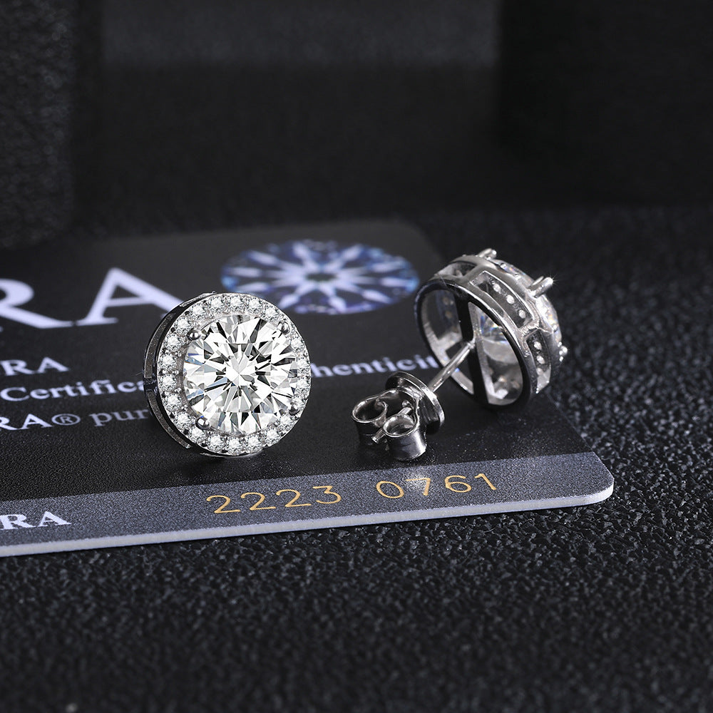 Moissanite Halo Earrings